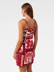 Forever New Red Linen Blend Sasha Strappy Printed Mini Dress - Image 2 of 5