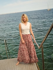 JD Williams Purple Crinkle Tiered Maxi Skirt - Image 1 of 7