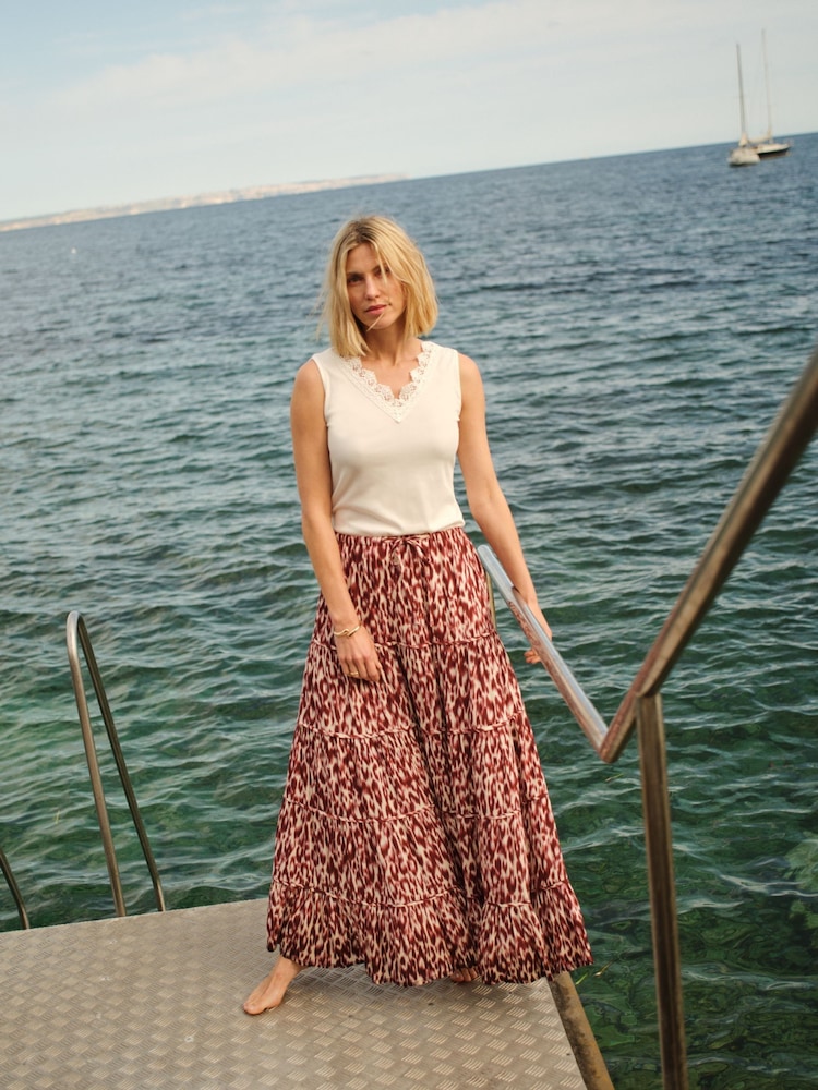 JD Williams Purple Crinkle Tiered Maxi Skirt - Image 1 of 7