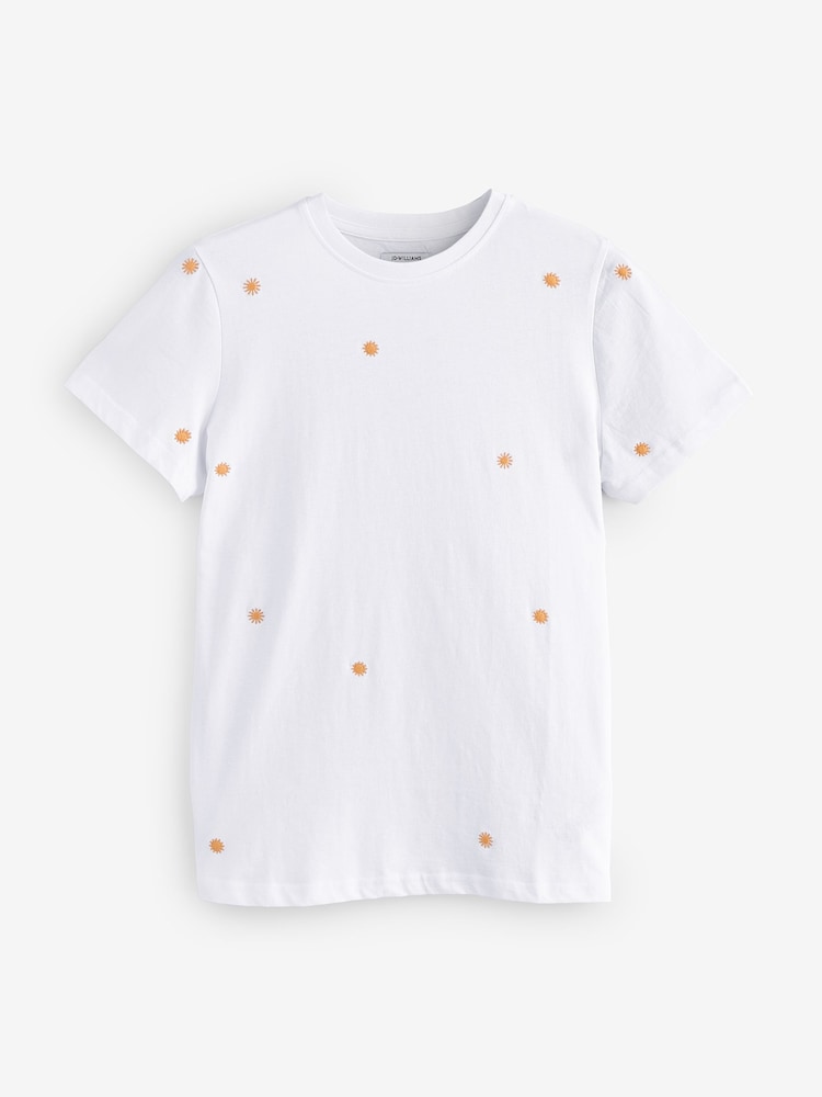 JD Williams White / Pink 2 Pack Of Embroidered Crew Neck T-Shirts - Image 2 of 3