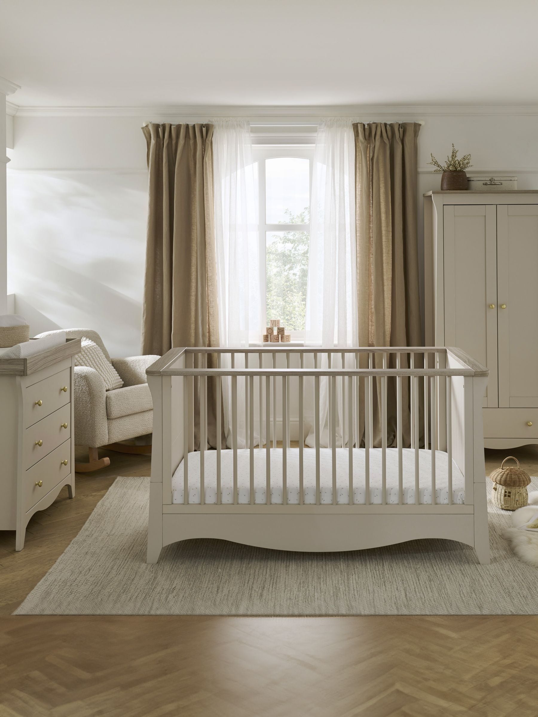 CuddleCo Clara 3 Piece Nursery Furniture Set With Mattress Options Cashmere Ash, Cashmere/Ash - Image 4
