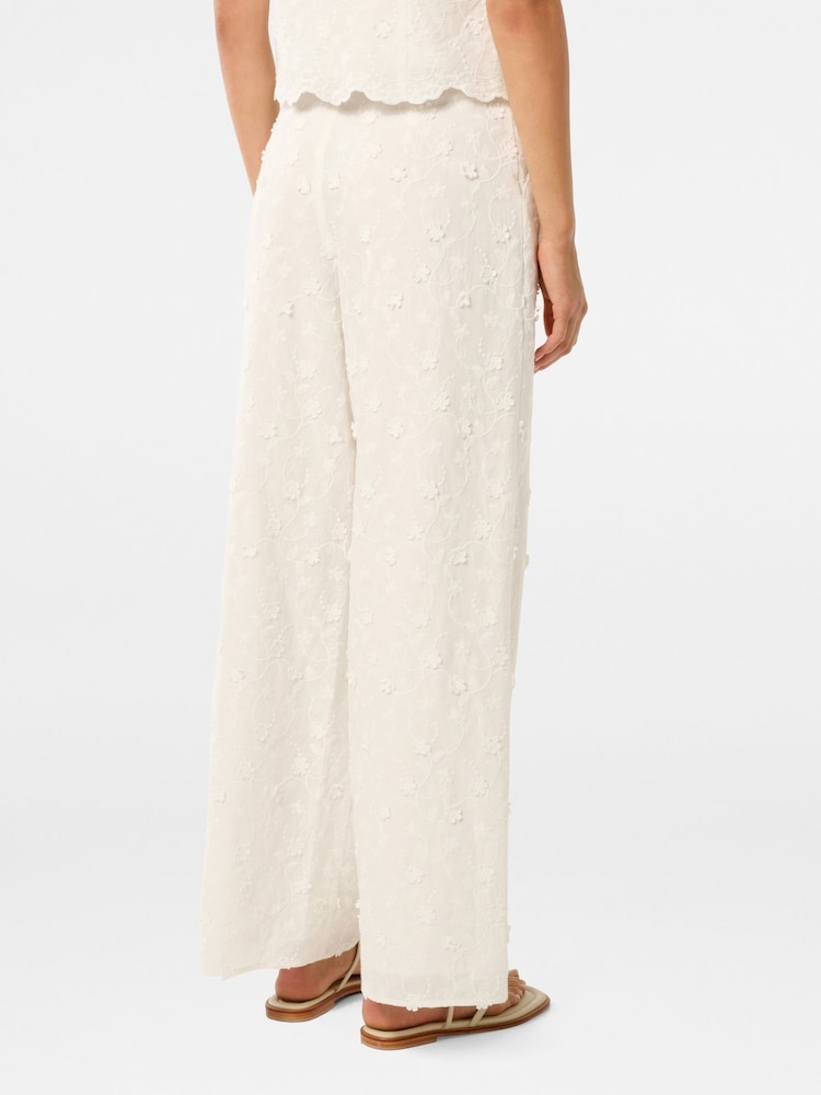Forever New White Daisy Broderie Wide Leg 100% Cotton Joggers - Image 2 of 5