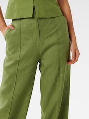Forever New Green Pure Linen Posey Wide Leg Joggers - Image 3 of 5