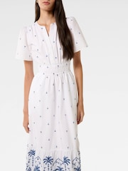 Forever New White Eleanor Embroidered 100% Cotton Midi Dress - Image 3 of 5