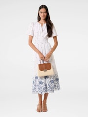 Forever New White Eleanor Embroidered 100% Cotton Midi Dress - Image 5 of 5