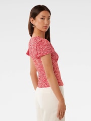 Forever New Red Lulu Printed Flutter Sleeves Top - Image 2 of 5