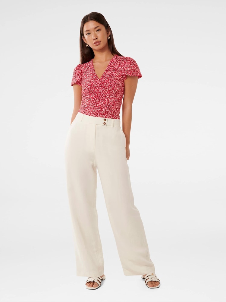 Forever New Red Lulu Printed Flutter Sleeves Top - Image 5 of 5 Forever New Red Lulu Printed Flutter Sleeves Top - Image 5 of 5
