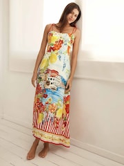Forever New White Sicilia Printed Midi Dress With A Touch Of Linen - Image 1 of 4