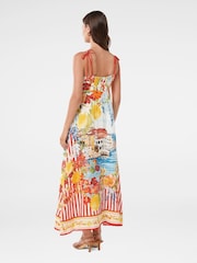 Forever New White Sicilia Printed Midi Dress With A Touch Of Linen - Image 2 of 4