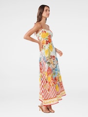 Forever New White Sicilia Printed Midi Dress With A Touch Of Linen - Image 4 of 4