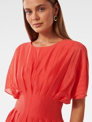 Forever New Red Eve Seam Detail Midi Dress with A Touch Of Linen - Image 3 of 4