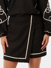 Forever New Black Claude Wrap Mini Skirt with A Touch Of Linen - Image 1 of 5