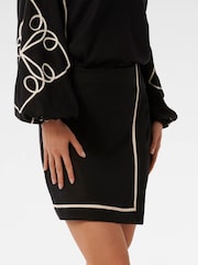 Forever New Black Claude Wrap Mini Skirt with A Touch Of Linen - Image 4 of 5