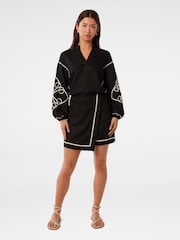 Forever New Black Claude Wrap Mini Skirt with A Touch Of Linen - Image 5 of 5