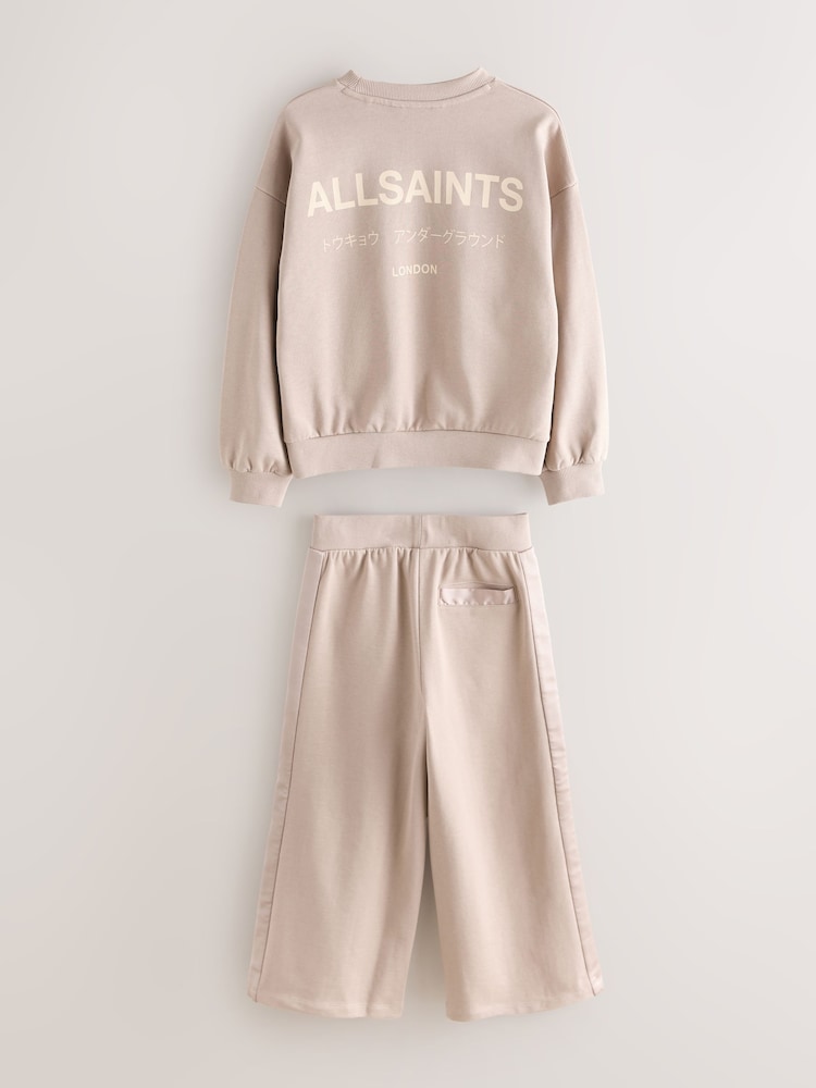 smALLSAINTS Pale Pink Underground Satin Panel Sweatshirt and Wide Leg Joggers Set - Image 1 of 7