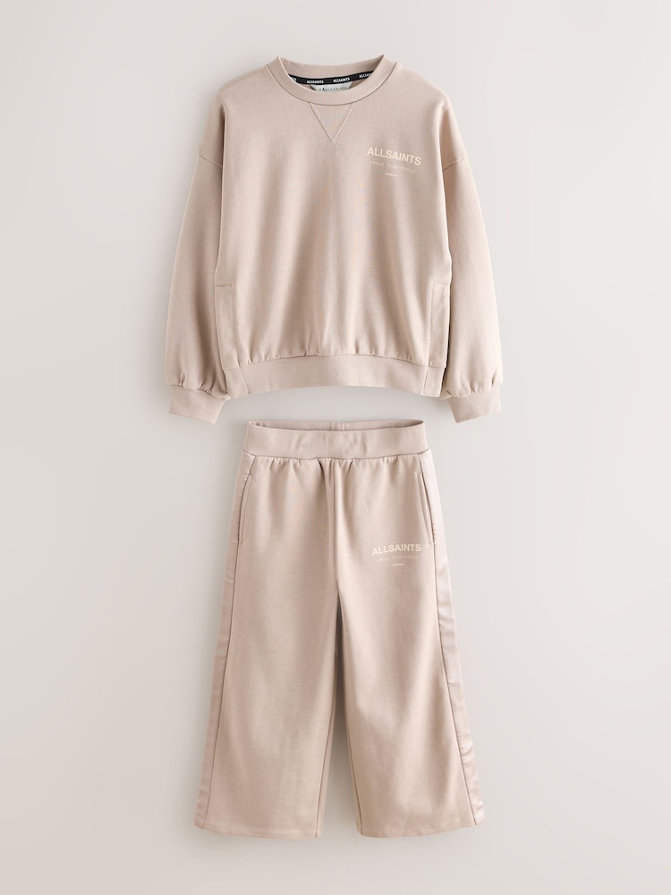 smALLSAINTS Pale Pink Underground Satin Panel Sweatshirt and Wide Leg Joggers Set - Image 2 of 7