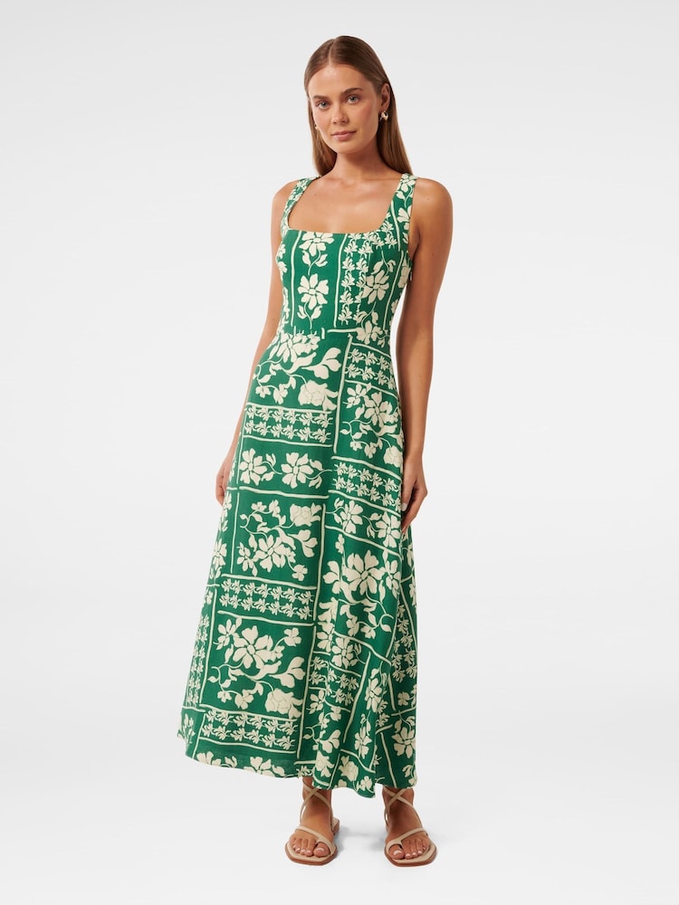 Forever New Tori Square Neck Midi Dress with A Touch Of Linen - Bild 1 von 4 Forever New Tori Square Neck Midi Dress with A Touch Of Linen - Bild 1 von 4