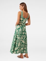 Forever New Green Tori Square Neck Midi Dress with A Touch Of Linen - Image 2 of 4