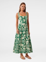 Forever New Green Tori Square Neck Midi Dress with A Touch Of Linen - Image 4 of 4