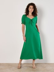 Apricot Green Tie Detail Milkmaid Midaxi Dress - Image 1 of 4