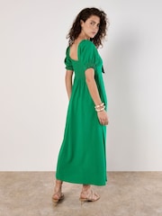Apricot Green Tie Detail Milkmaid Midaxi Dress - Image 2 of 4