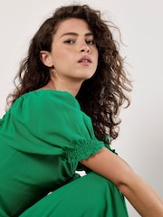 Apricot Green Tie Detail Milkmaid Midaxi Dress - Image 3 of 4