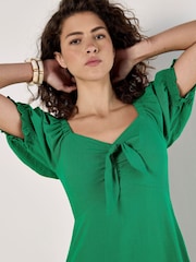 Apricot Green Tie Detail Milkmaid Midaxi Dress - Image 4 of 4