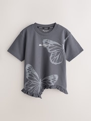 smALLSAINTS Charcoal Grey Asymmetric Hem Crew Neck Cotton T-Shirt - Image 6 of 10