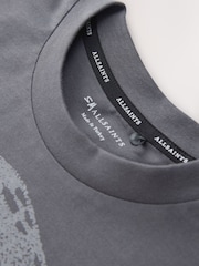 smALLSAINTS Charcoal Grey Asymmetric Hem Crew Neck Cotton T-Shirt - Image 8 of 10