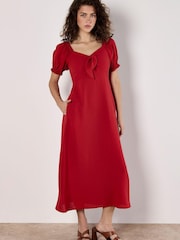 Apricot Red Tie Detail Milkmaid Midaxi Dress - Image 1 of 5