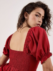 Apricot Red Tie Detail Milkmaid Midaxi Dress - Image 2 of 5