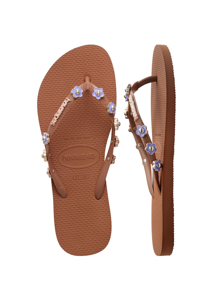 Havaianas Slim Stylish Brown Flip Flops - Imagen 2 de 6