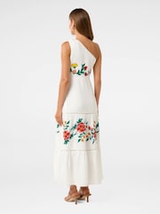 Forever New White Ollie One Shoulder Maxi Dress With A Touch Of Linen - Image 2 of 4