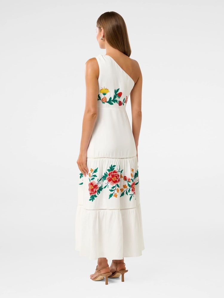 Forever New White Ollie One Shoulder Maxi Dress With A Touch Of Linen - Image 2 of 4