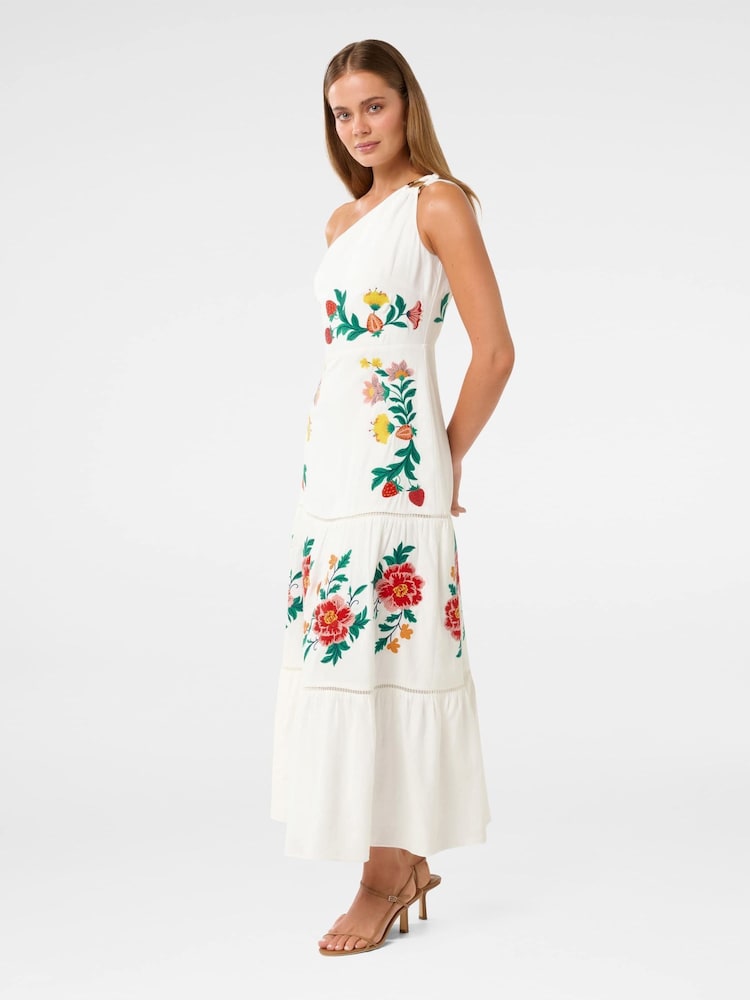 Forever New White Ollie One Shoulder Maxi Dress With A Touch Of Linen - Image 4 of 4