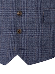 Skopes Blue Woolf Check Tailored Fit Suit Waistcoat - Image 4 of 4