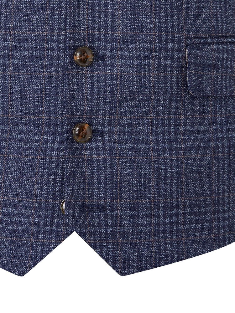 Skopes Blue Woolf Check Tailored Fit Suit Waistcoat - Image 5 of 5 Skopes Blue Woolf Check Tailored Fit Suit Waistcoat - Image 5 of 5