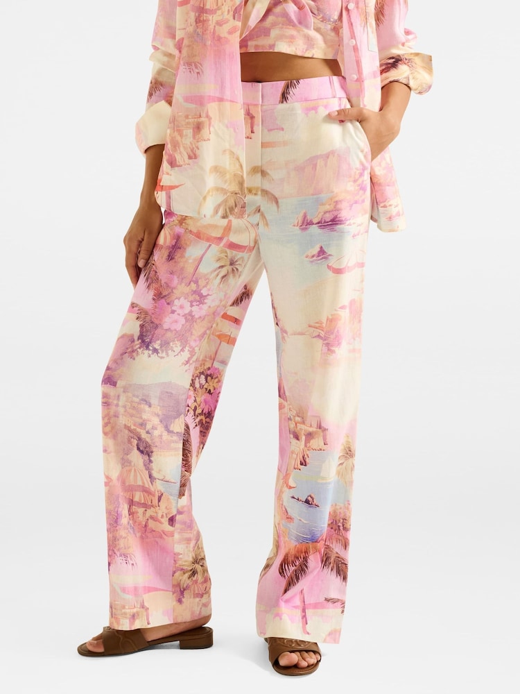 Forever New Pink Miley Wide Leg Joggers with A Touch Of Linen - Image 1 of 5 Forever New Pink Miley Wide Leg Joggers with A Touch Of Linen - Image 1 of 5