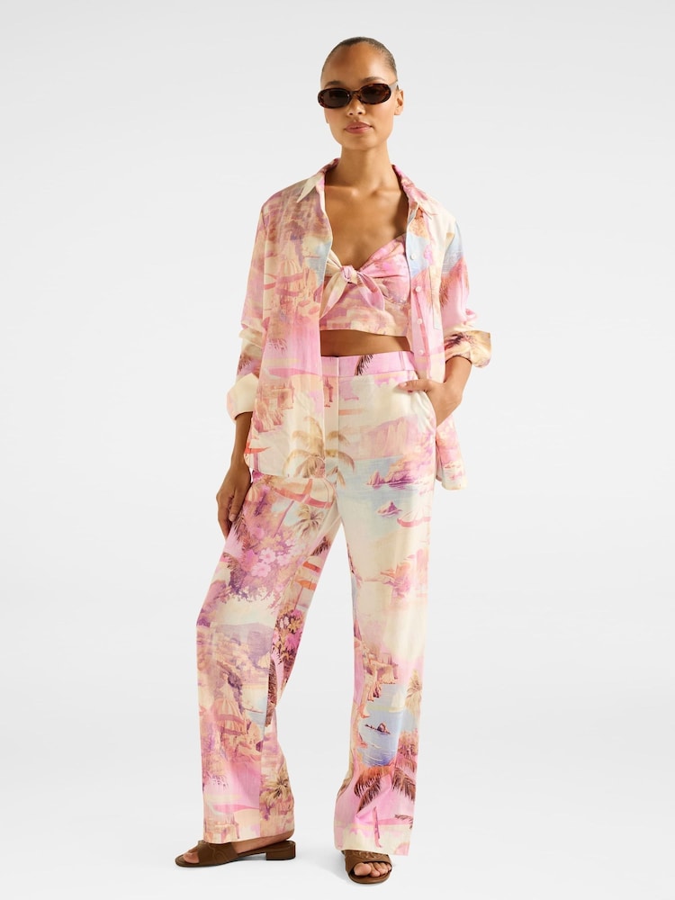Forever New Pink Miley Wide Leg Joggers with A Touch Of Linen - Image 5 of 5 Forever New Pink Miley Wide Leg Joggers with A Touch Of Linen - Image 5 of 5