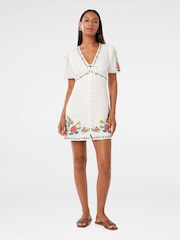 Forever New White Pure Linen Veanne Embroidered Tea Mini Dress - Image 5 of 5