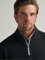 Peter Millar Black Perth Performance Quarter Zip Shirt - Image 1 of 3