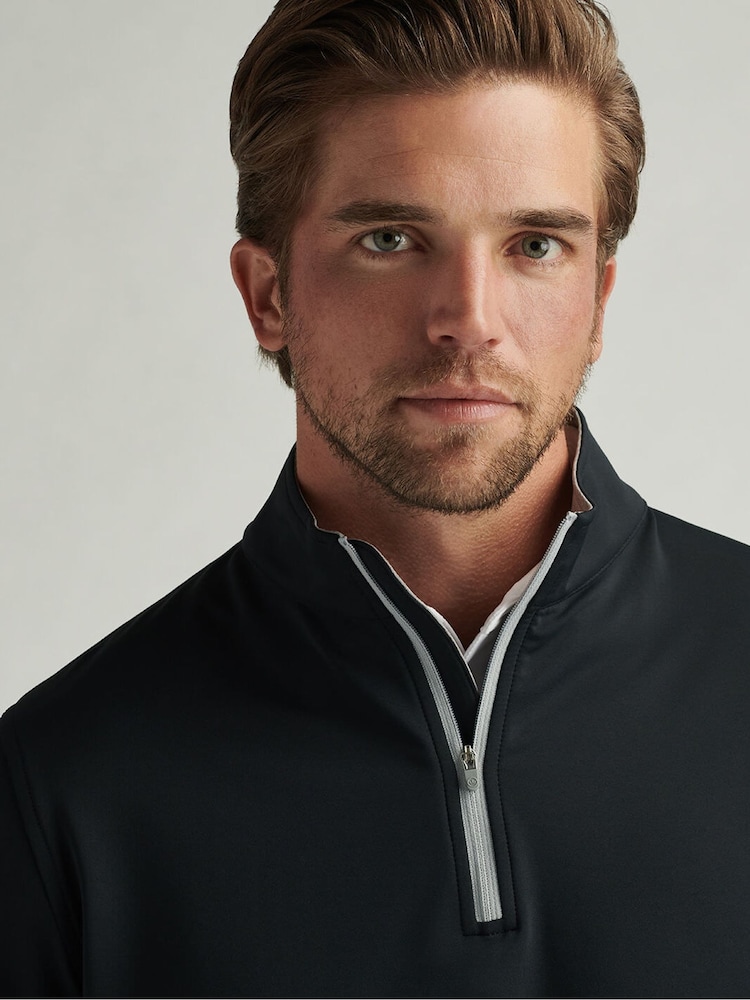 Peter Millar Black Perth Performance Quarter Zip Shirt - Image 1 of 3