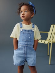Mid Blue Plain Denim Dungarees (3mths-7yrs) - Image 1 of 7