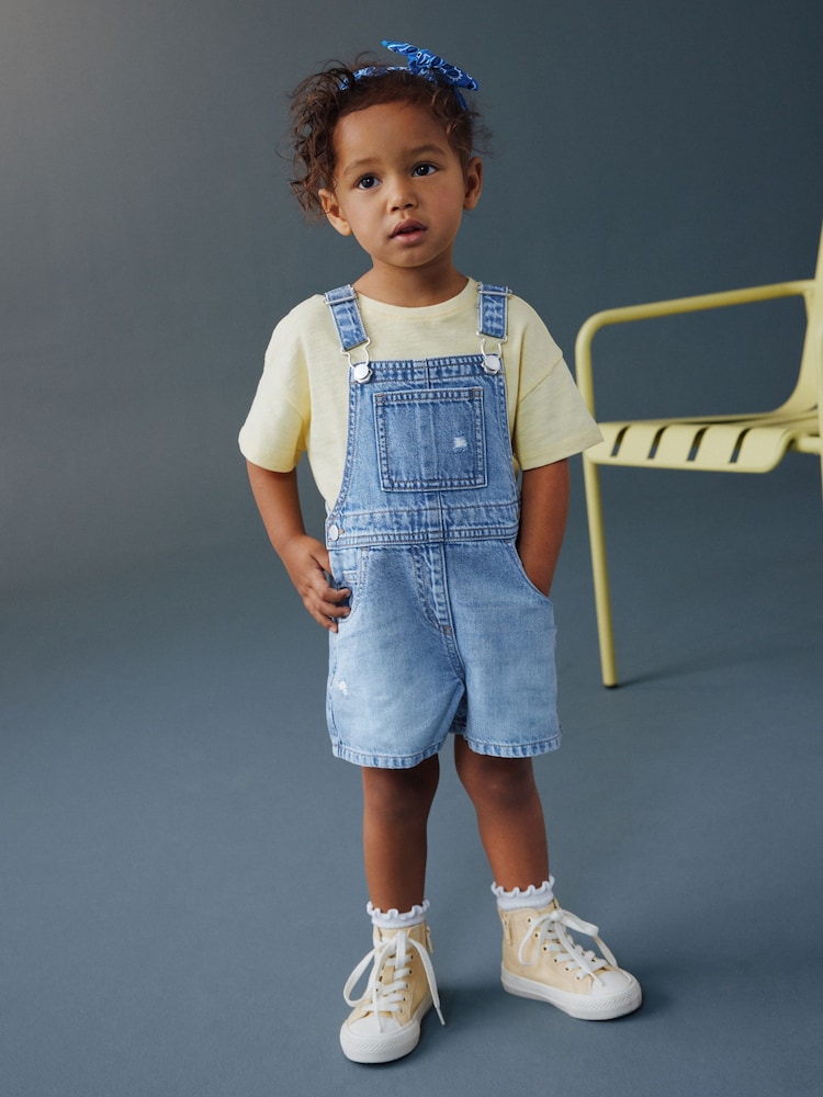 Mid Blue Plain Denim Dungarees (3mths-7yrs) - Image 2 of 7