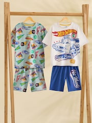 Vanilla Underground Green Boys 100% Cotton Hot Wheels Short Sleeve Short Leg Pyjamas Set Pack of 2 - Image 1 of 7
