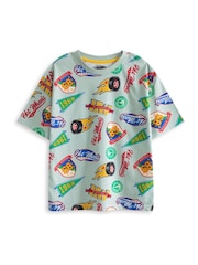 Vanilla Underground Green Boys 100% Cotton Hot Wheels Short Sleeve Short Leg Pyjamas Set Pack of 2 - Image 5 of 7