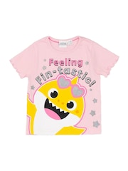 Vanilla Underground Girls Baby Shark Pink Short Sleeve Short Leg Pyjamas Set - صورة 2 من 6