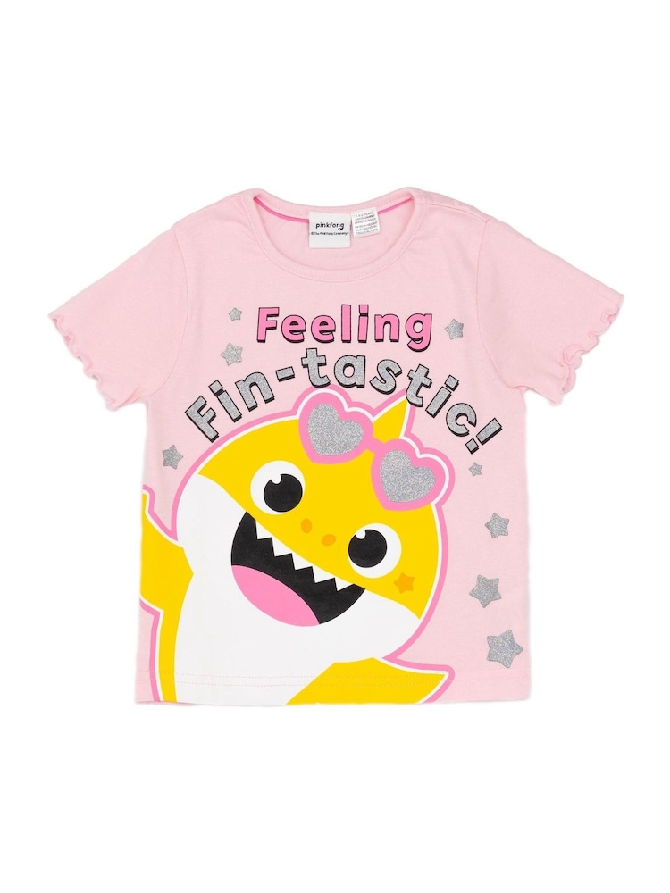 Vanilla Underground Girls Baby Shark Pink Short Sleeve Short Leg Pyjamas Set - صورة 2 من 6