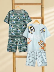 Vanilla Underground Blue Boys Bluey Multicoloured Short Sleeve Short Leg Pyjamas Set Pack of 2 - Image 1 of 7