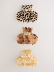 Brown Mini Hair Claw Clips 3 Pack - Image 1 of 3